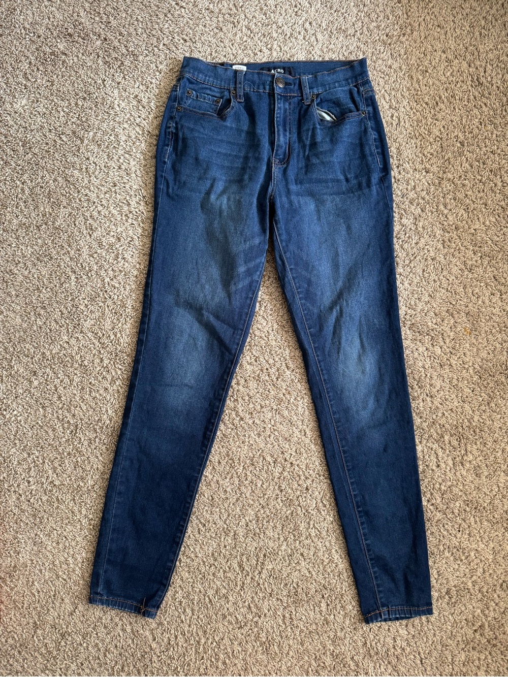 AERO Women’s Size 8 Long High Rise Dark Blue Skinny Leg Jeans